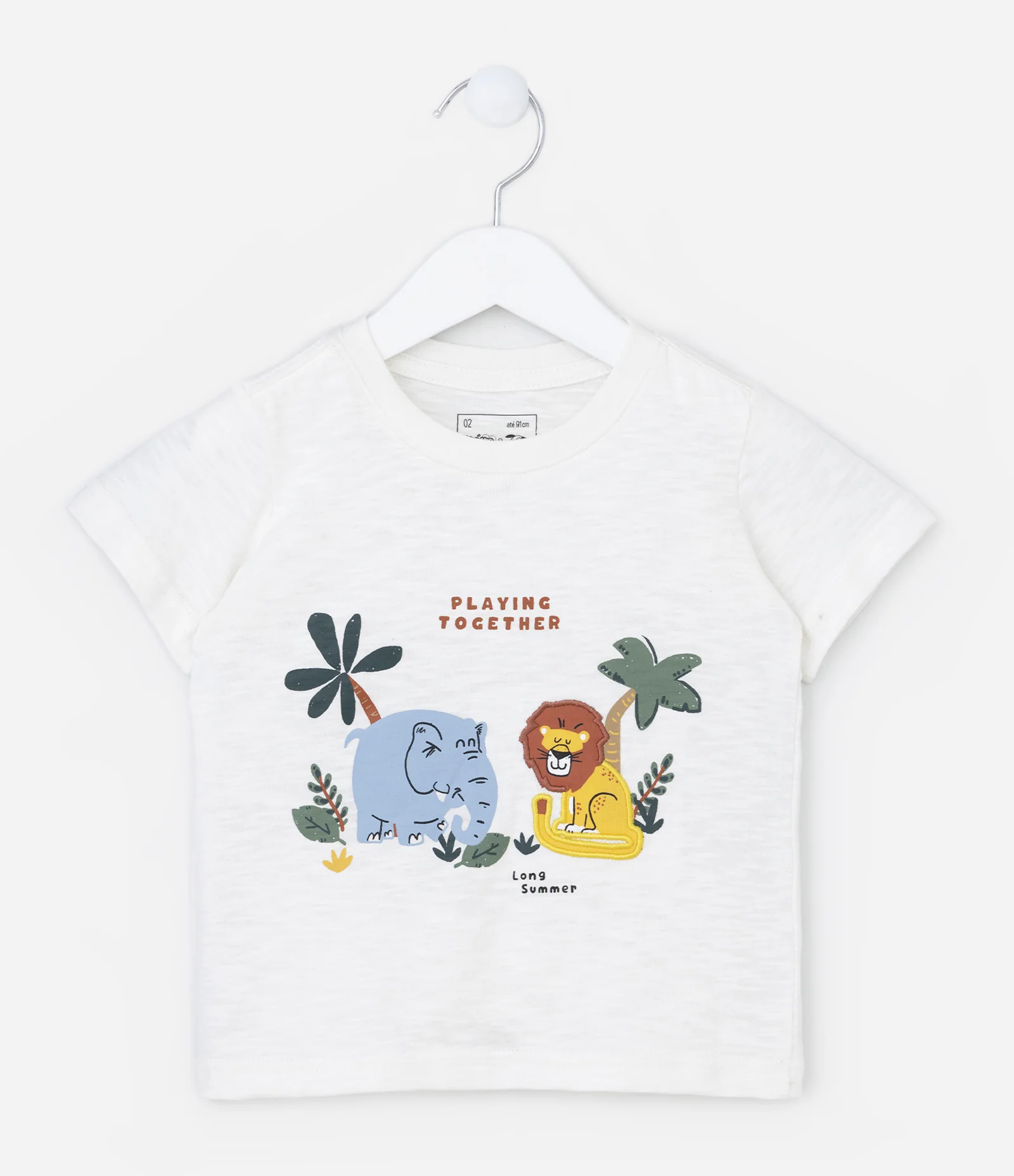 Camiseta Infantil em Algodão Estampa Animais - Tam 1 a 5 anos Branco 1