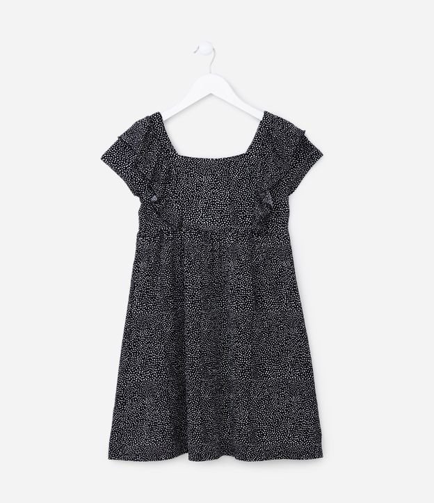 Vestido Infantil com Babados e Estampa Poá - Tam 5 a 14 Anos