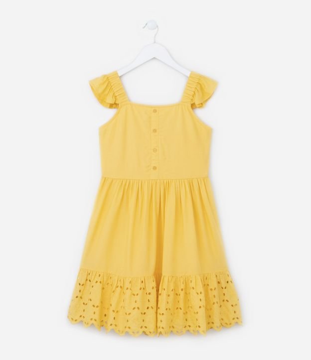 Vestido Infantil com Textura na Barra Franzida - Tam 05 a 14 Anos