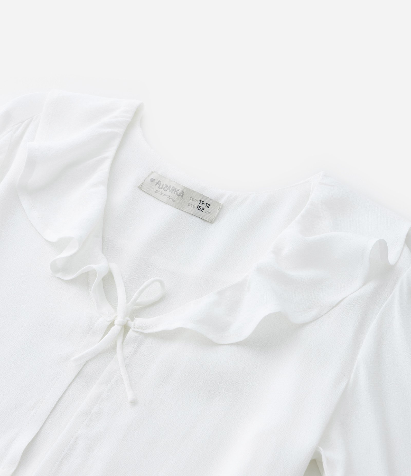 Cardigan Infantil em Viscose com Gola em Babado e Amarração - Tam 5 a 14 anos Branco 5