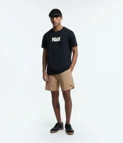 Bermuda Mescla com Cós Elástico e Amarração