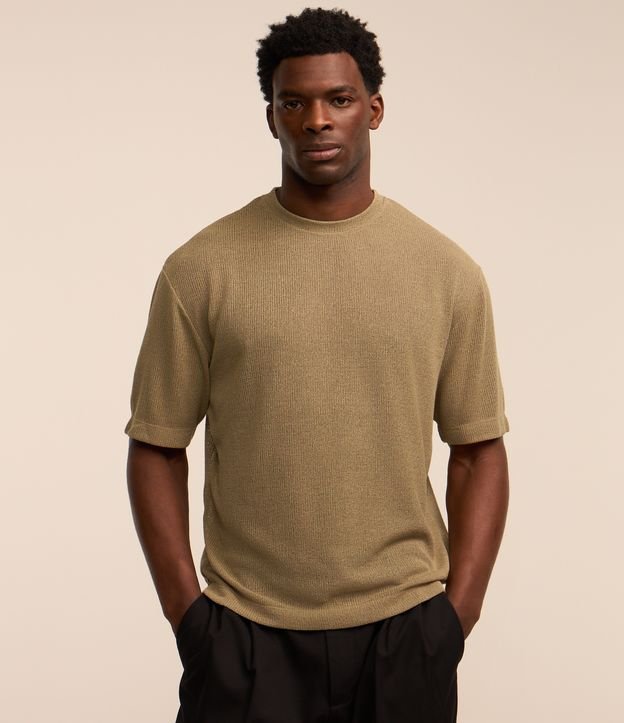 Camiseta Boxy em Tricô Vazado