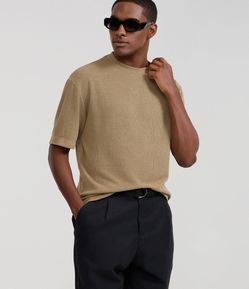 Camiseta Boxy em Tricô Vazado