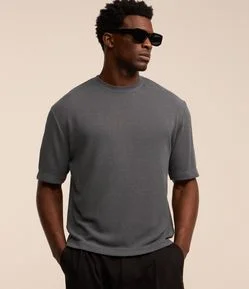 Camiseta Boxy em Tricô Vazado