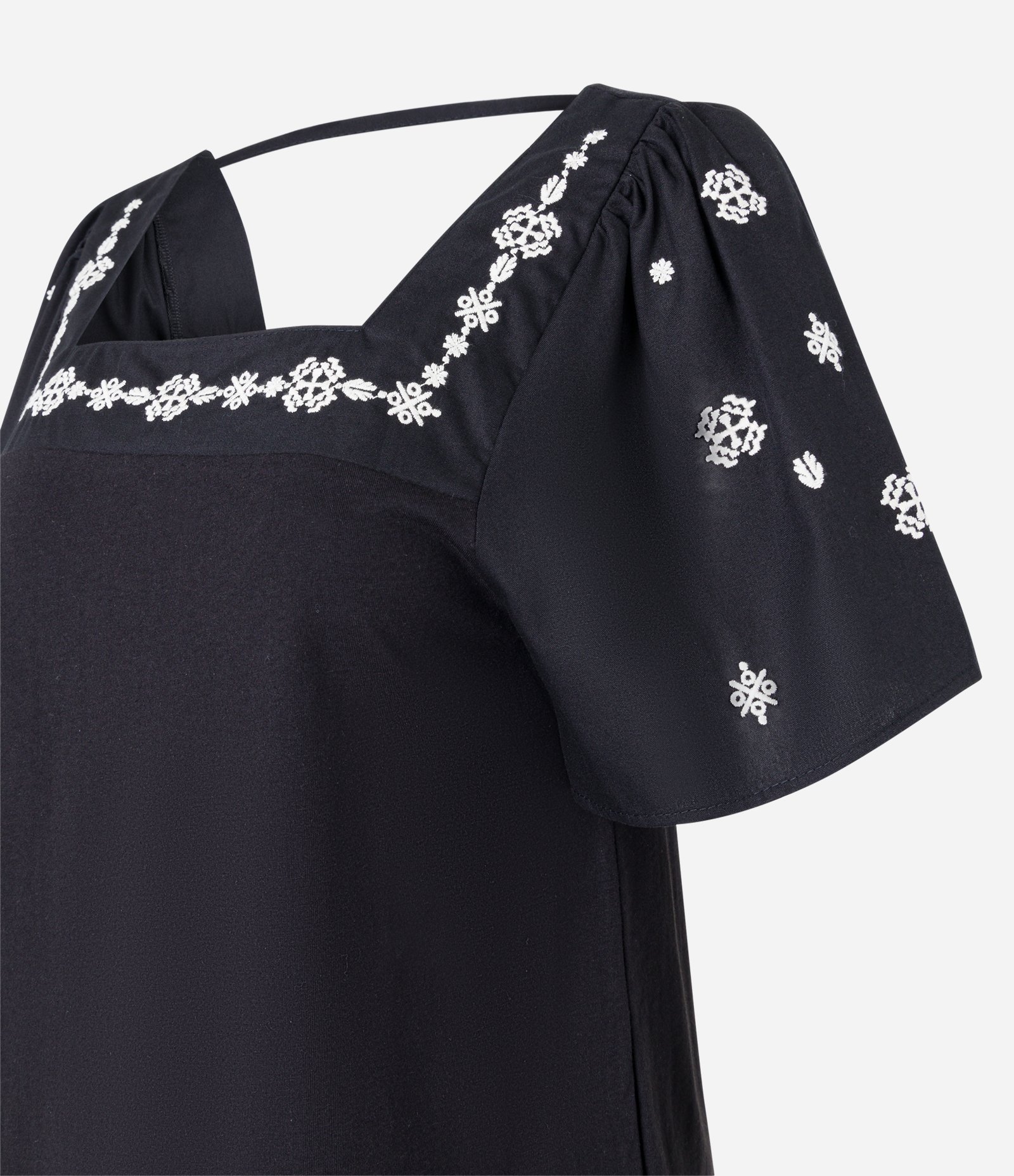 Blusa Manga Curta em Algodão com Bordados Preto 7