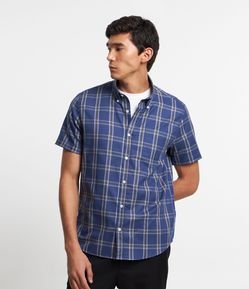 Camisa em Tricoline Mercerizado com Estampa Xadrez Grid