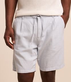 Bermuda em Linho com Cós Fixo