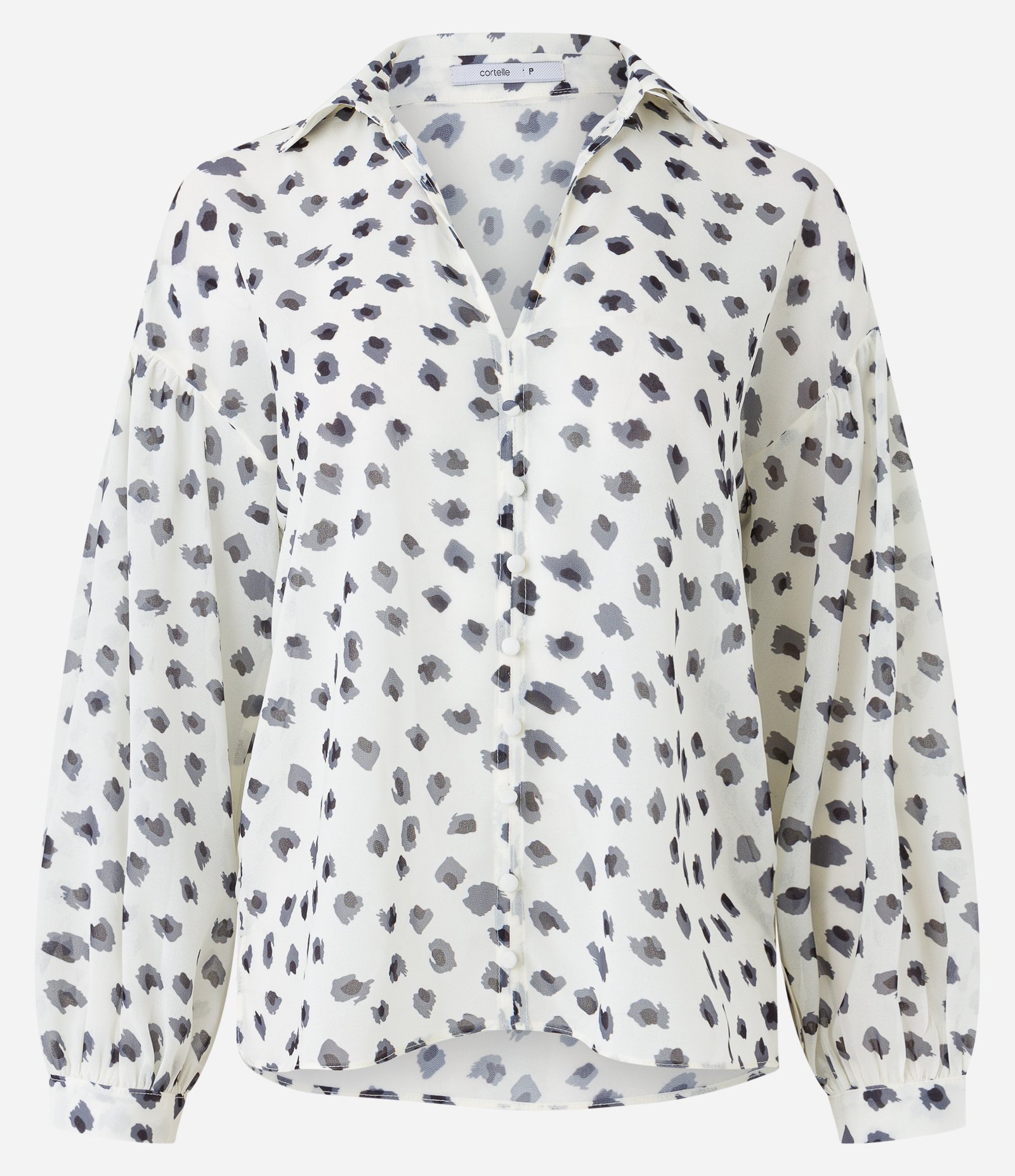 Camisa em Chiffon com Estampa Oncinha Pincelada Branco Neve 6