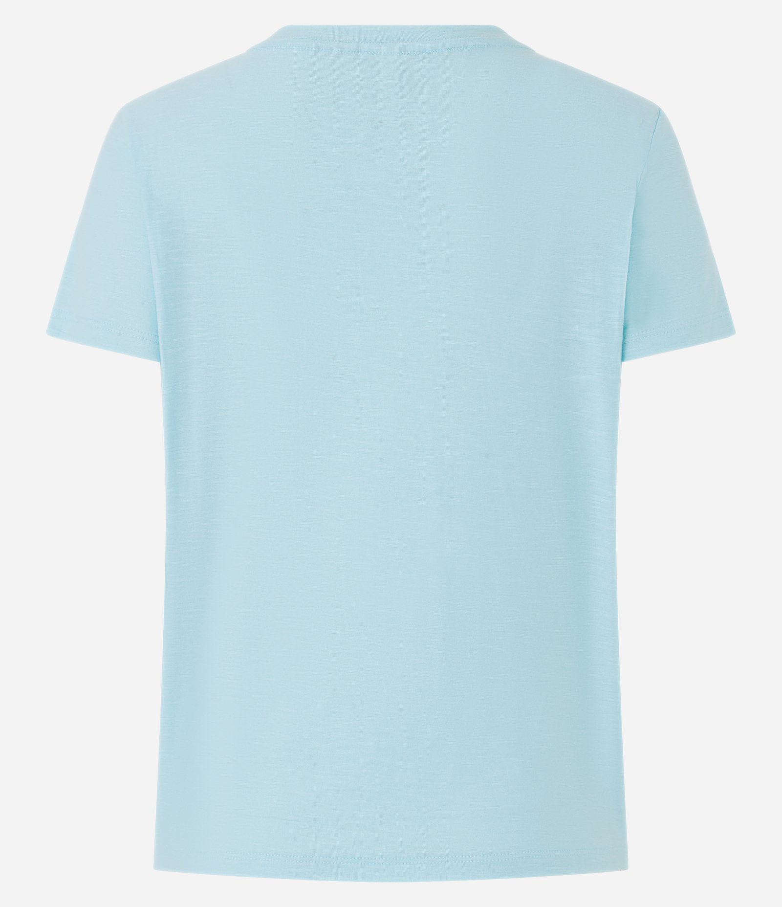Blusa T-shirt em Algodão Flame com Gola V Azul Claro 6