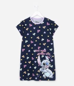Camisola Infantil com Estampa de Corações e do Stitch - Tam 5 a 14 anos