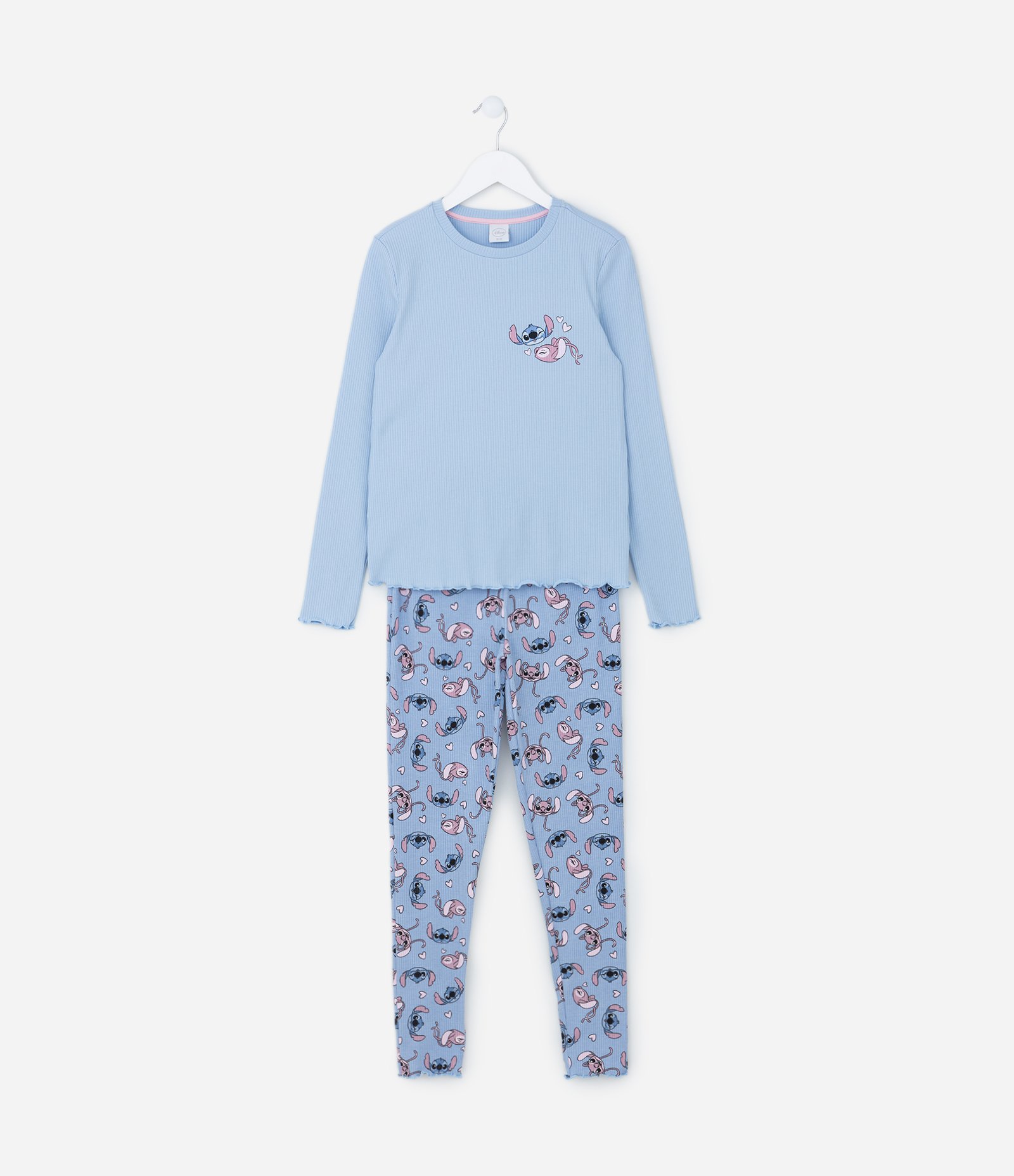 Pijama Infantil Caneladinho com Estampa do Stitch - Tam 5 a 14 anos Azul 1