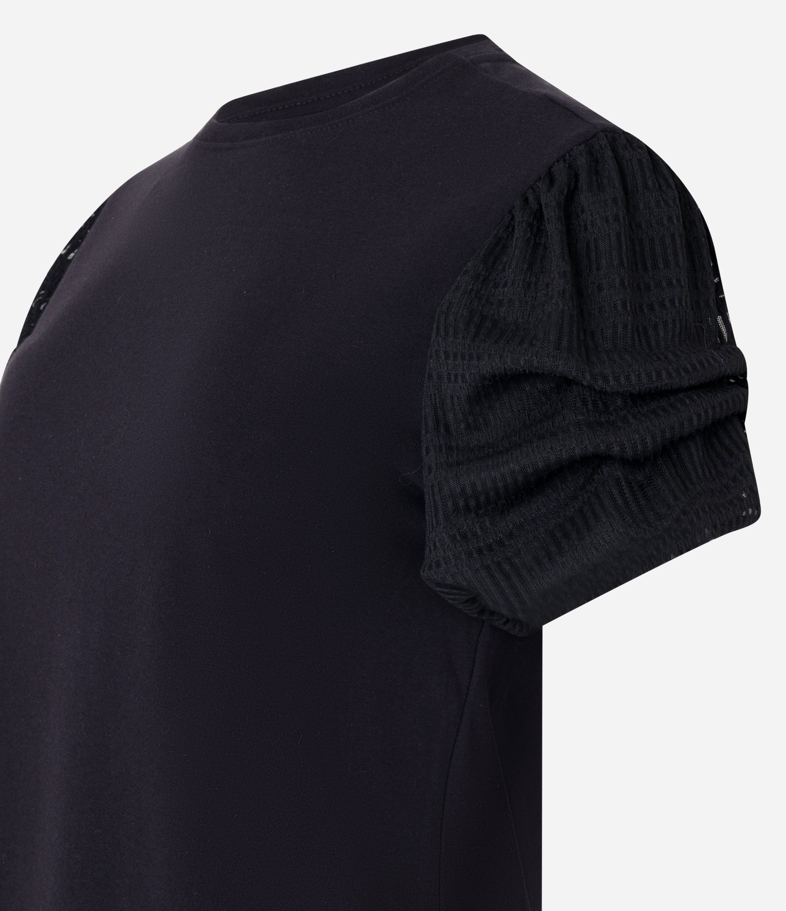 Blusa em Algodão com Texturas nas Mangas Preto 6