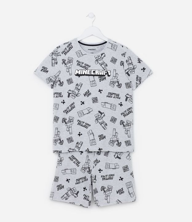Pijama Curto Infantil com Estampa do Minecraft - Tam 5 a 14 anos