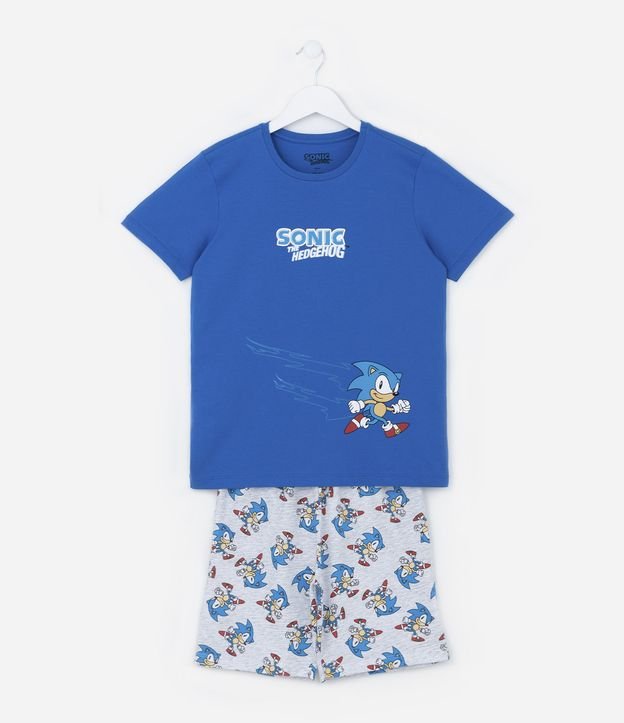 Pijama Curto Infantil em Algodão Estampa Sonic - Tam 5 a 14