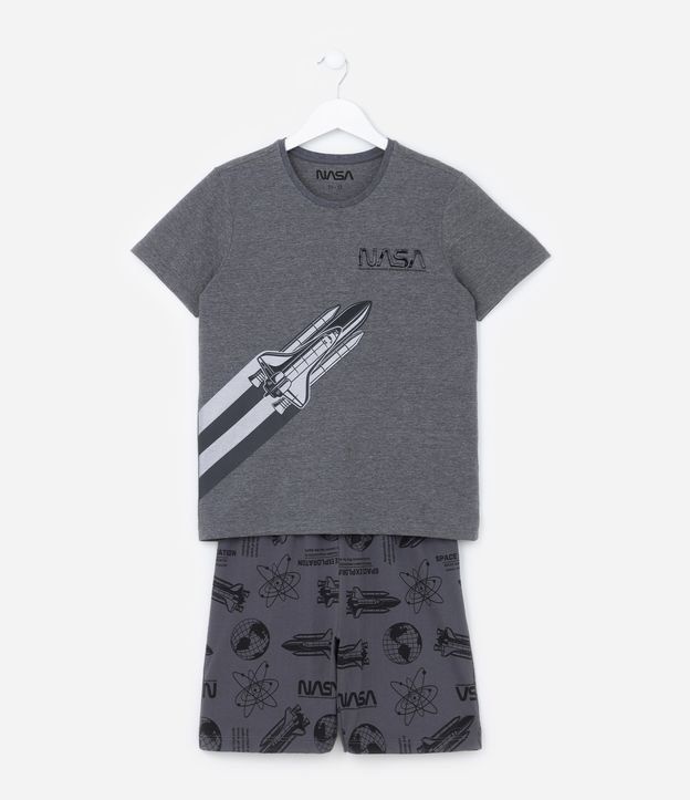 Pijama Infantil com Estampa de Foguete da NASA - Tam 5 a 14 anos