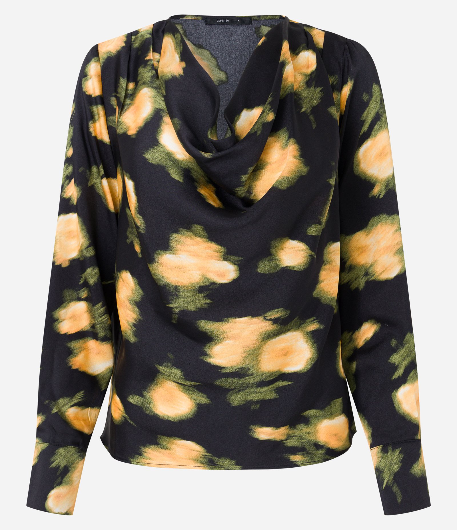 Blusa em Tecido Acetinado com Estampa Floral Efeito Distorcido Preto 6