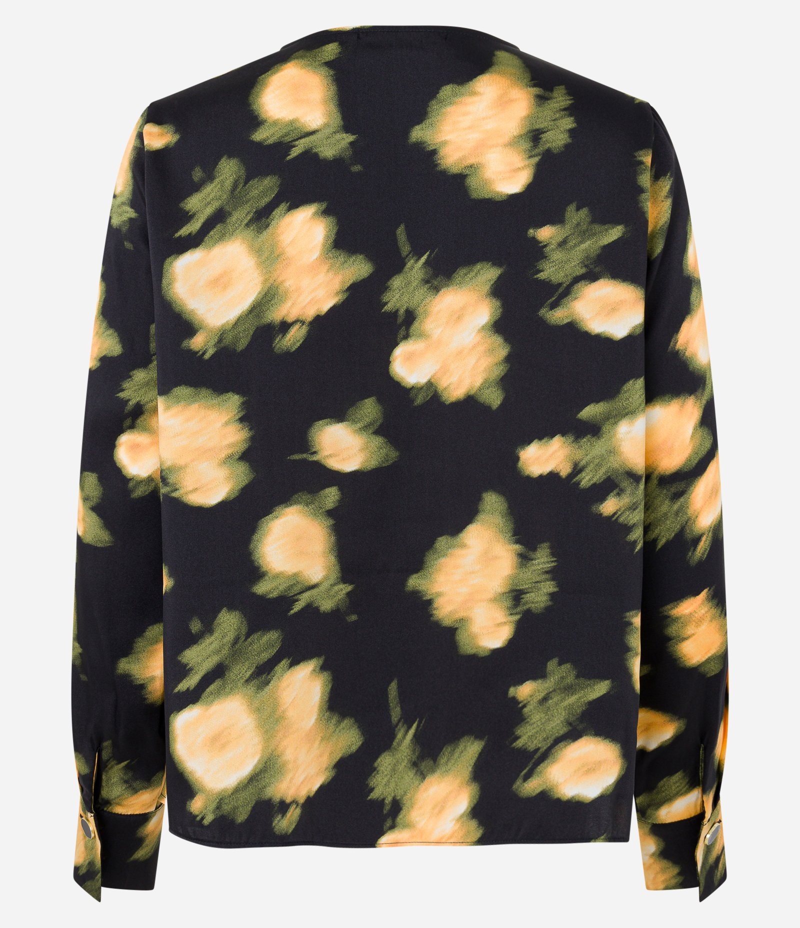 Blusa em Tecido Acetinado com Estampa Floral Efeito Distorcido Preto 7