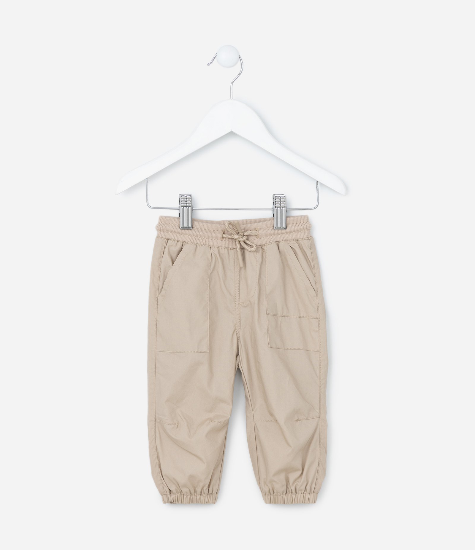 Calça Jogger Infantil em Sarja - Tam 0 a 18 meses Bege 1