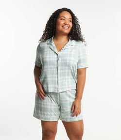 Pijama Americano Curto em Viscose Xadrez Curve & Plus Size