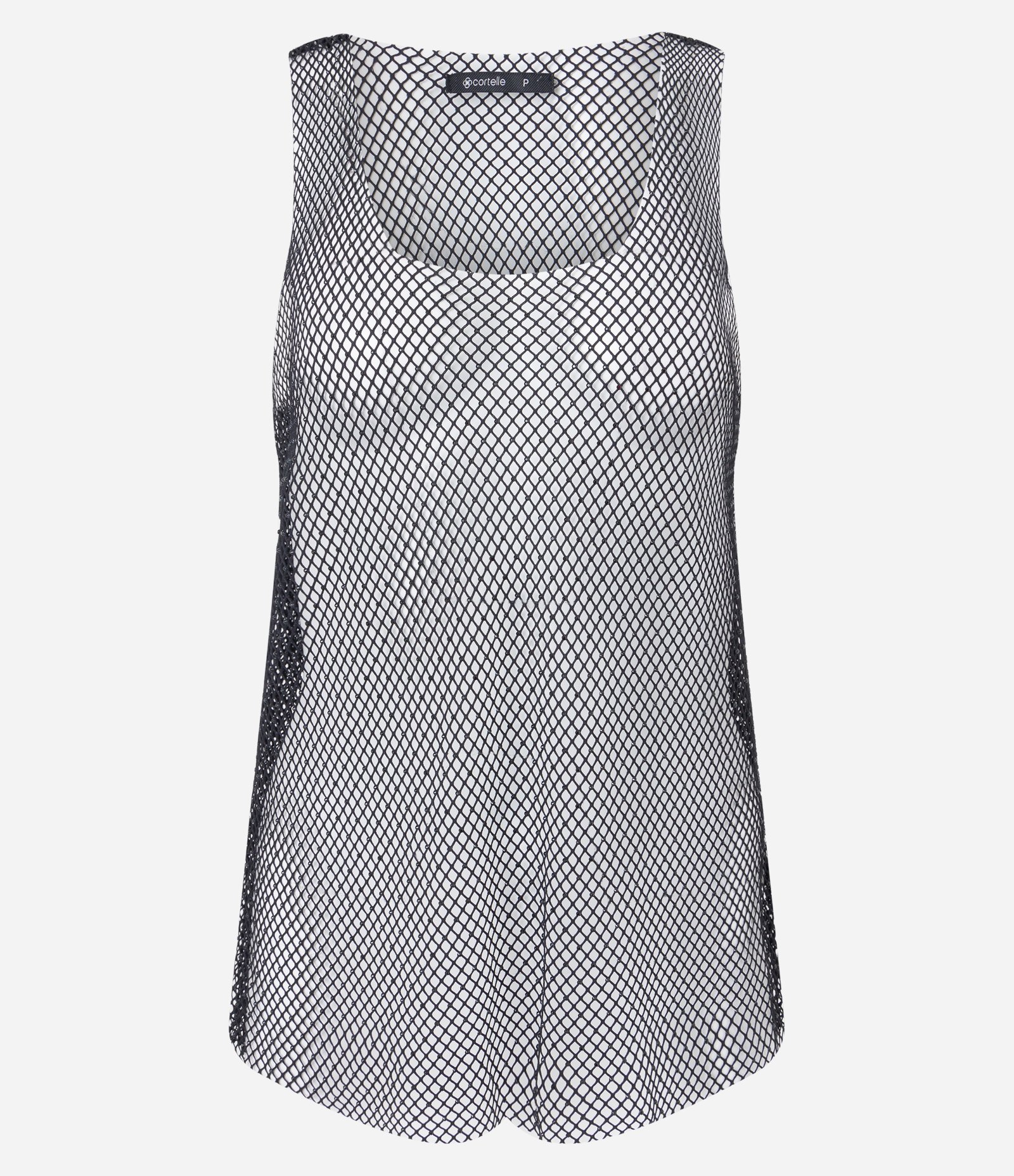 Blusa Regata em Tela com Alça Média e Transparência sem Forro Preto 5