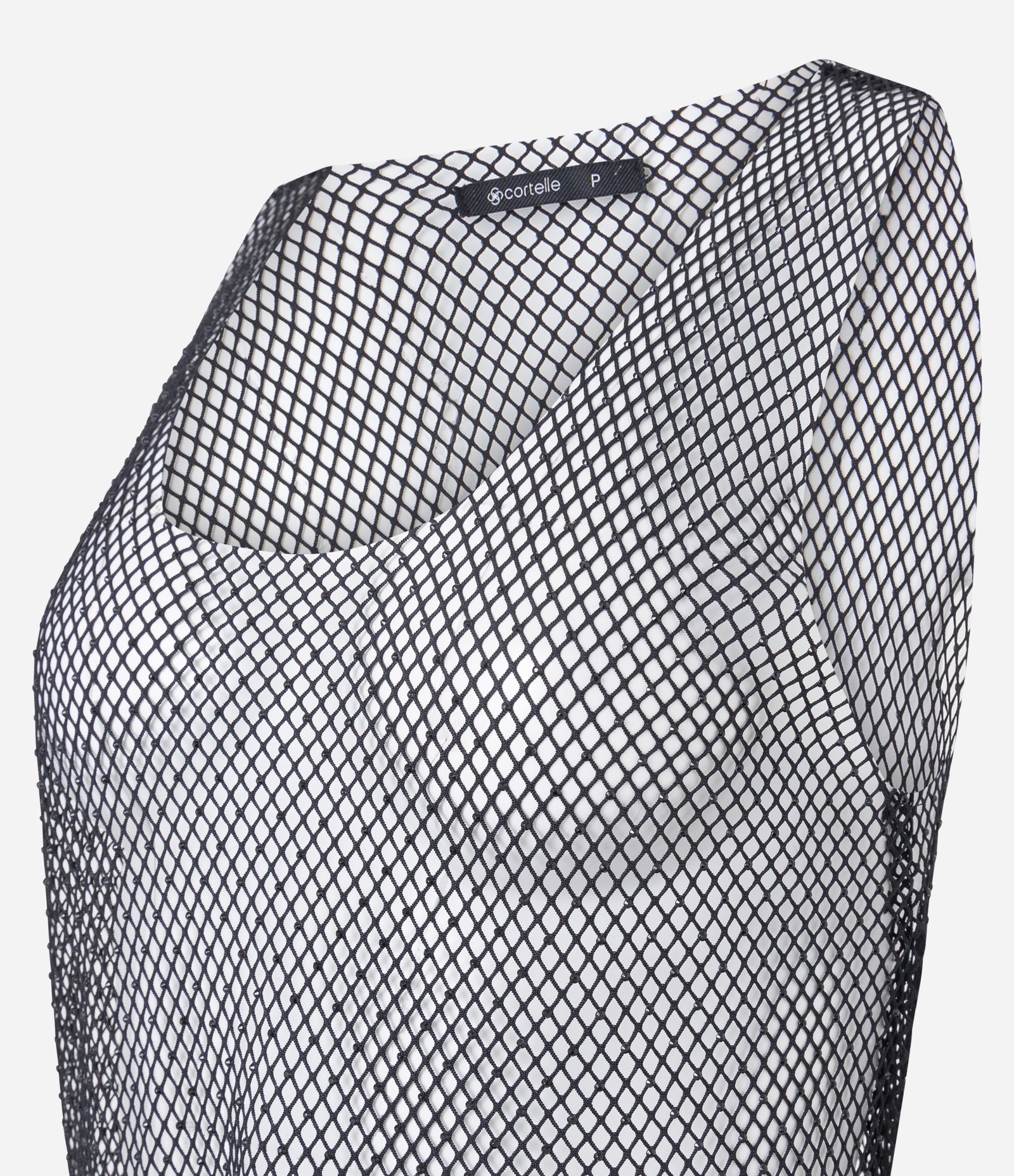 Blusa Regata em Tela com Alça Média e Transparência sem Forro Preto 6