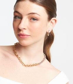 Conjunto de Colar e Brinco Oval com Banho Misto