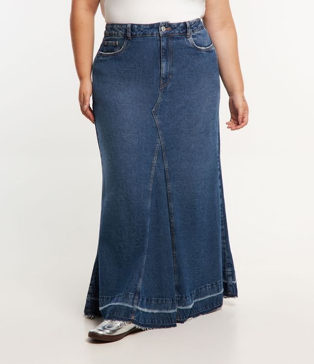 Saia Longa Sereia em Jeans Curve & Plus Size Azul Jeans 2