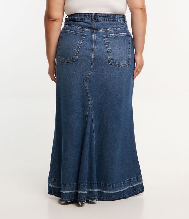 Saia Longa Sereia em Jeans Curve & Plus Size Azul Jeans 3