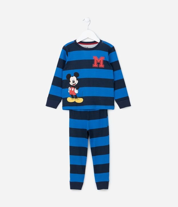 Pijama Infantil Longo em Ribana Estampa Mickey College - Tam 2 a 4 anos