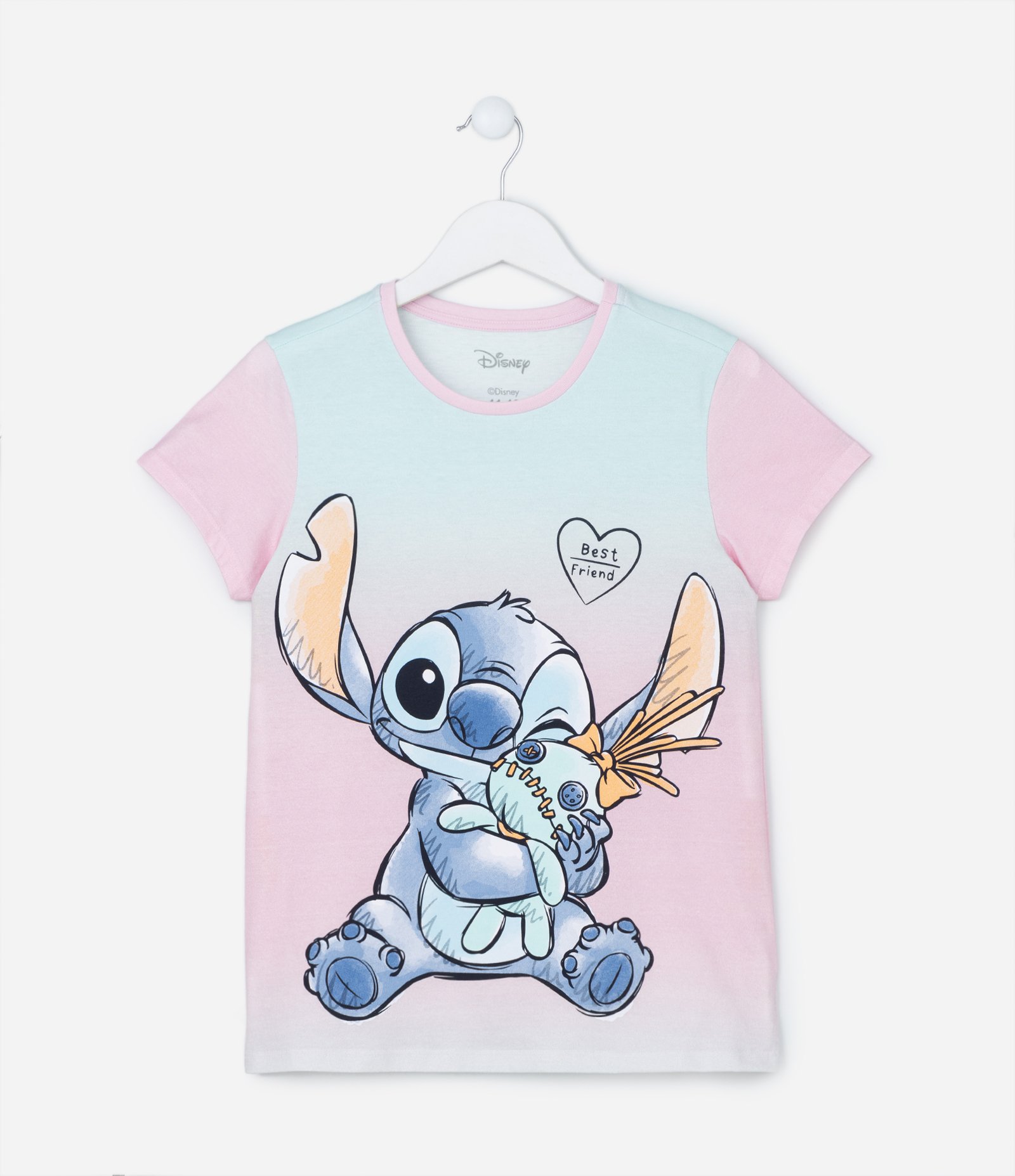 Pijama Infantil em Algodão Estampa Stitch e Fundo Degradê - Tam 5 a 14 anos Rosa 2