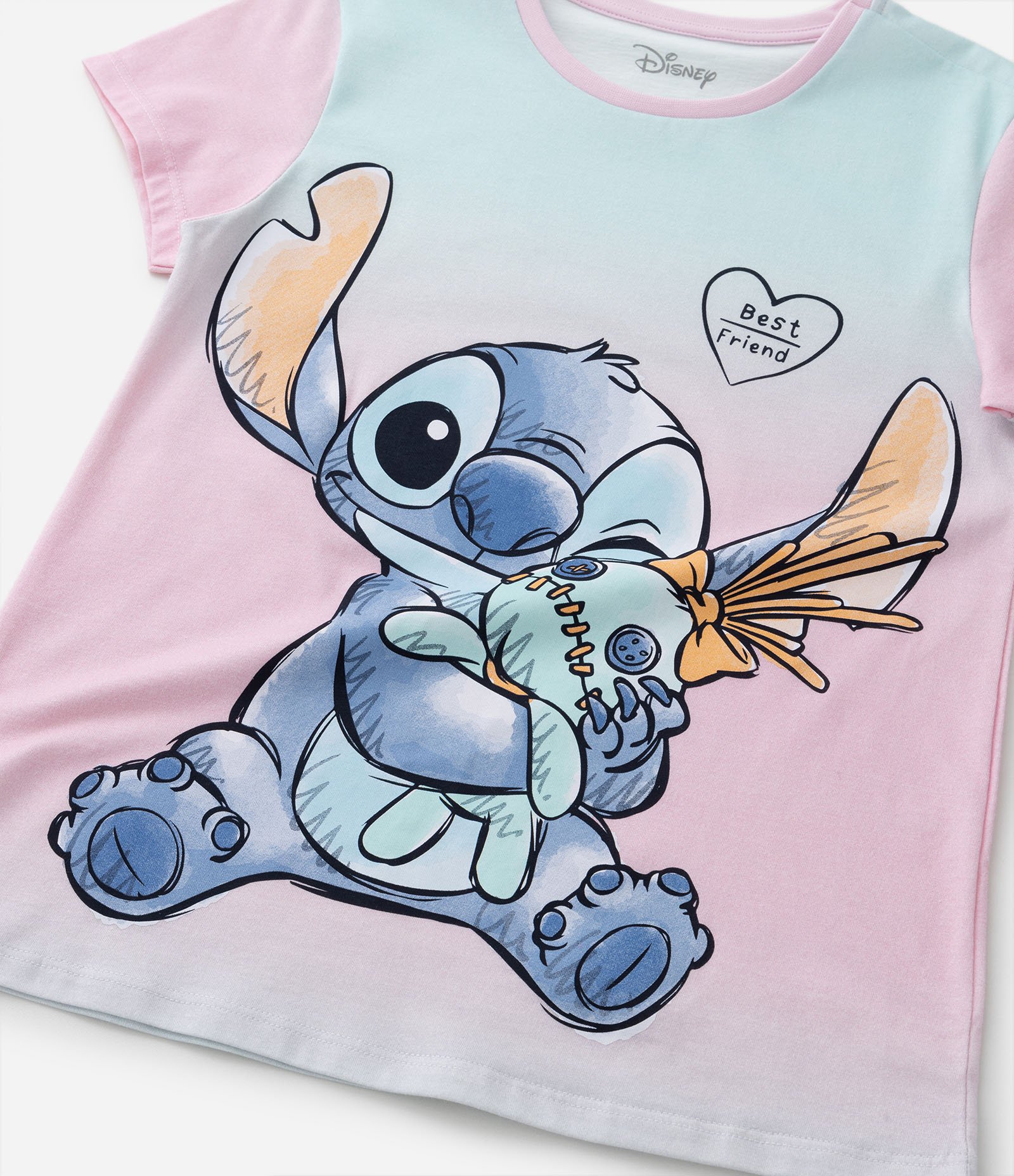 Pijama Infantil em Algodão Estampa Stitch e Fundo Degradê - Tam 5 a 14 anos Rosa 6