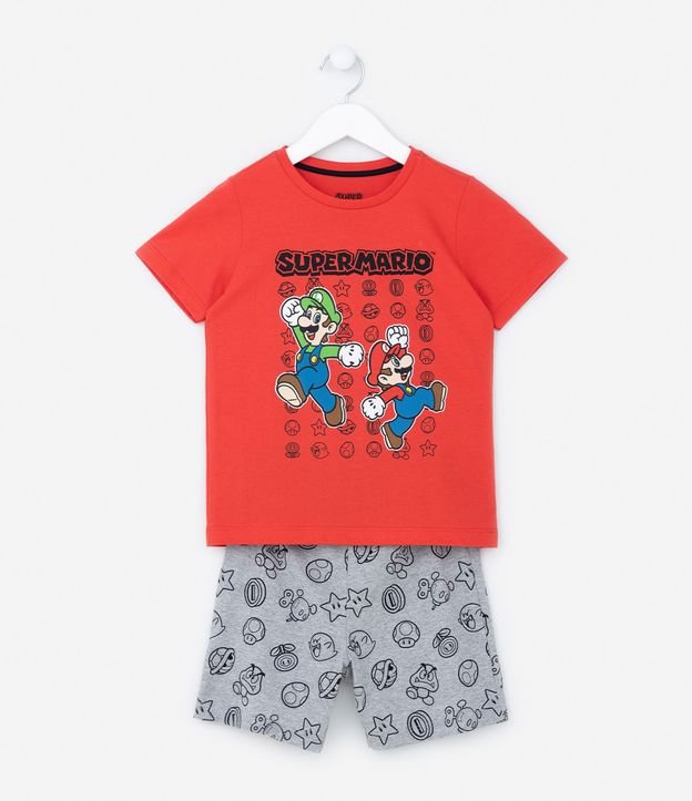Pijama Curto Infantil com Estampa Mario e Luigi - Tam 3 a 6 Anos