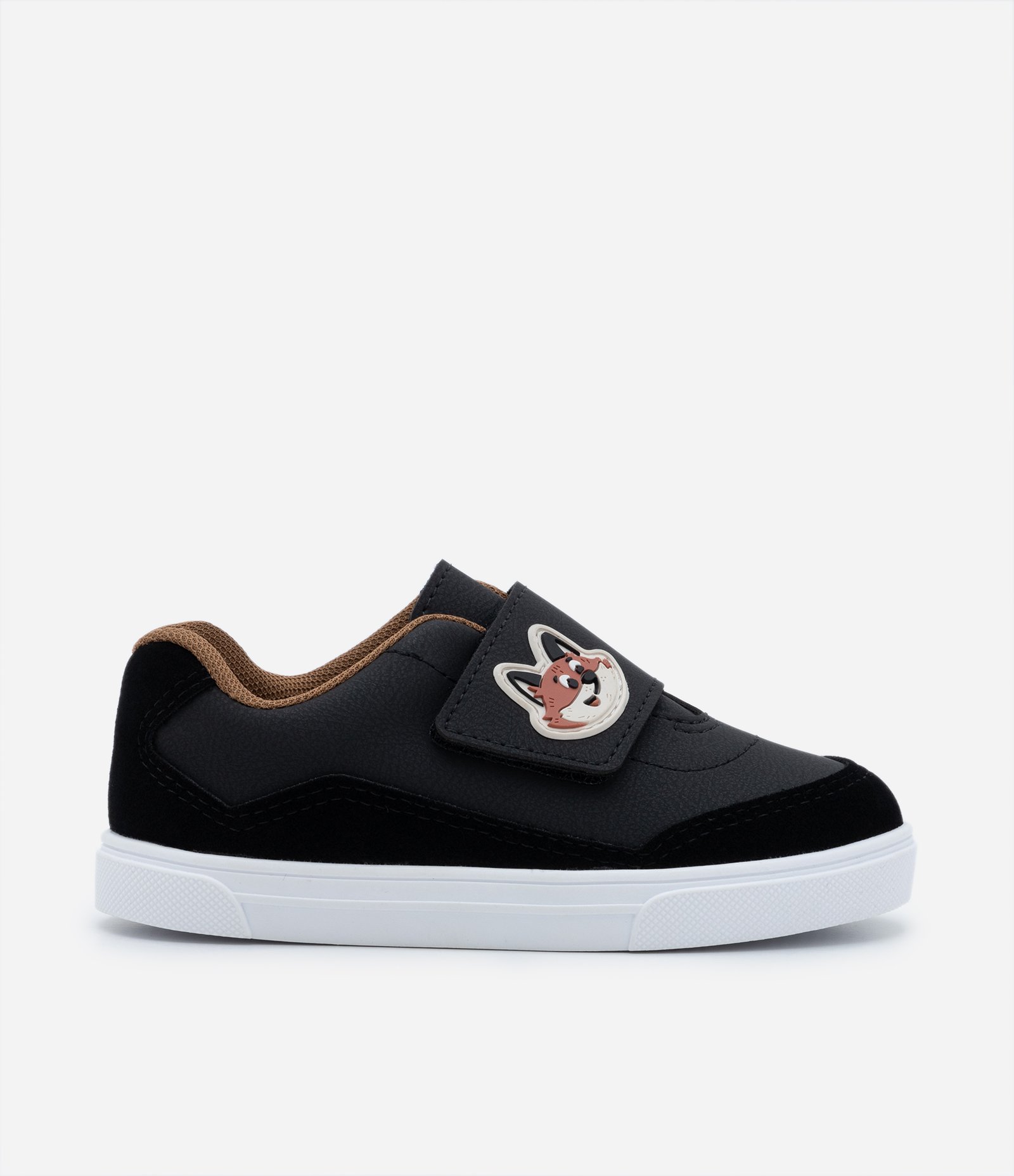 Tênis Infantil em PU com Velcro e Patch de Cachorrinho Molekinho - Tam 20 ao 26 Preto 7
