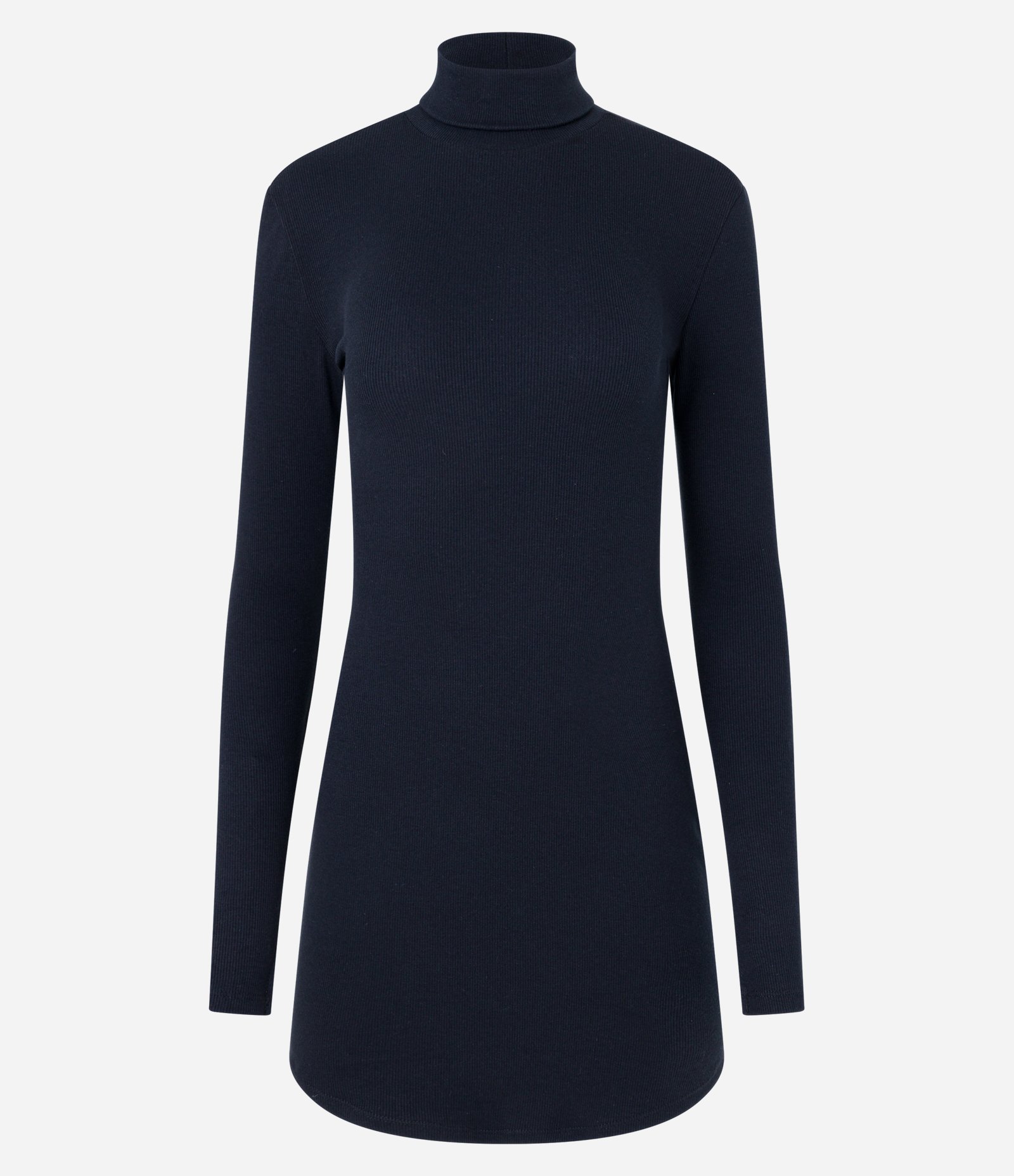 Vestido Reto em Ribana com Barra Arredondada e Golinha Alta Preto 6