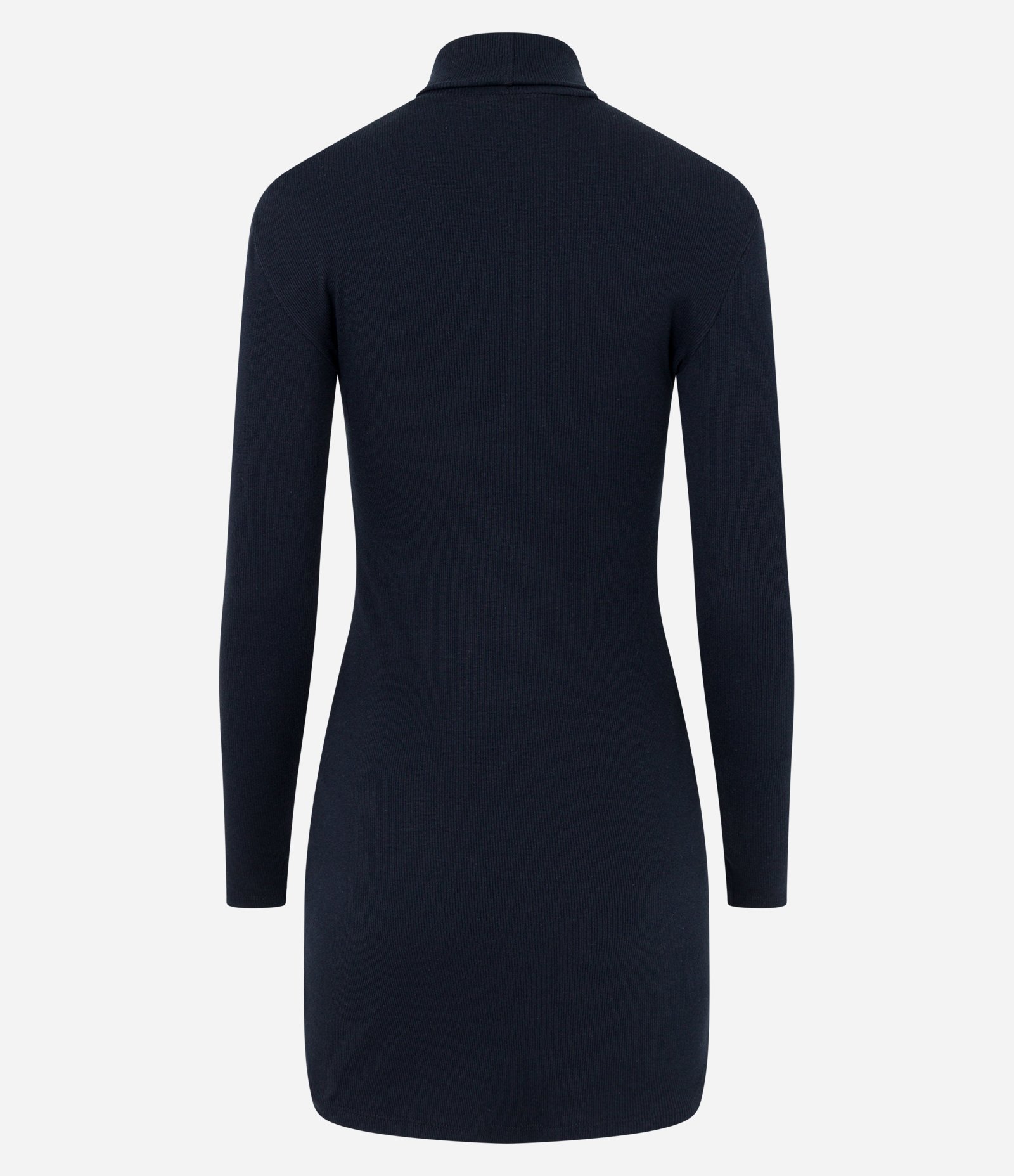 Vestido Reto em Ribana com Barra Arredondada e Golinha Alta Preto 8