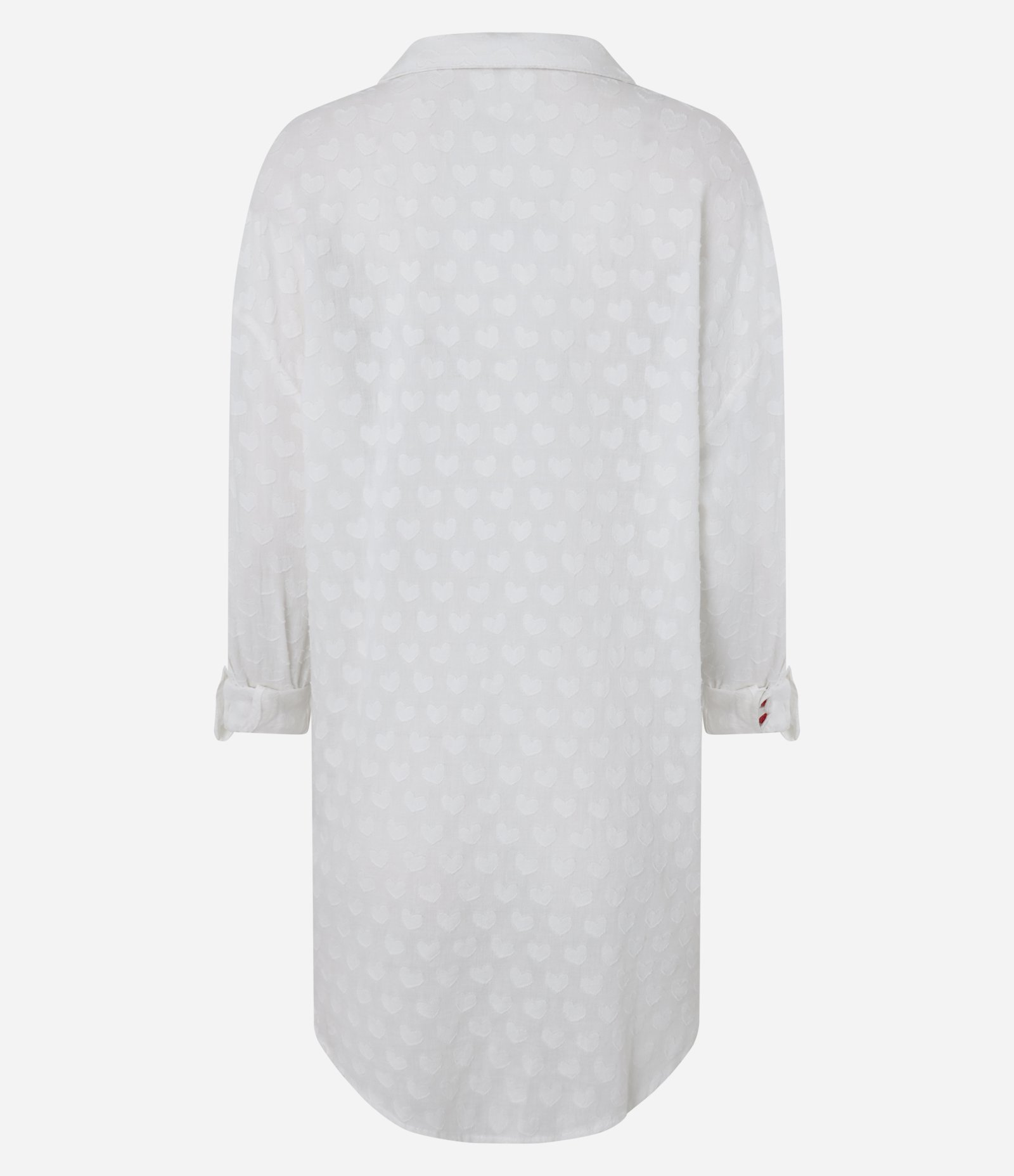 Camisola Americana em Chalis Texturizado de Corações Branco 6