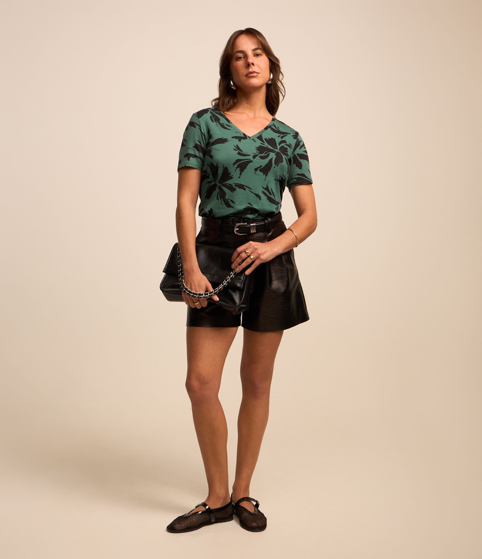 Blusa em Viscolycra com Estampa Floral Contrastante Verde 3