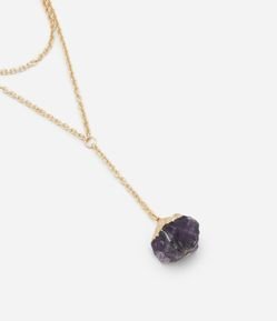 Colar Gravatinha com Camadas e Pingente de Pedra Natural