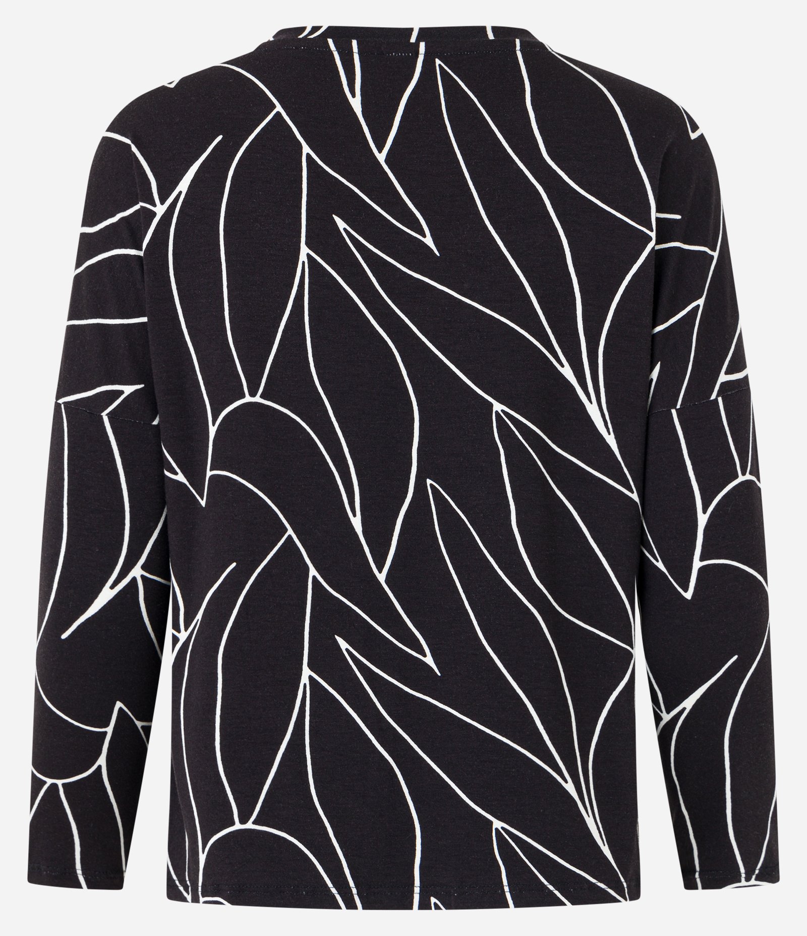 Blusa em Viscose com Estampa Folhagem Contrastante Preto 7