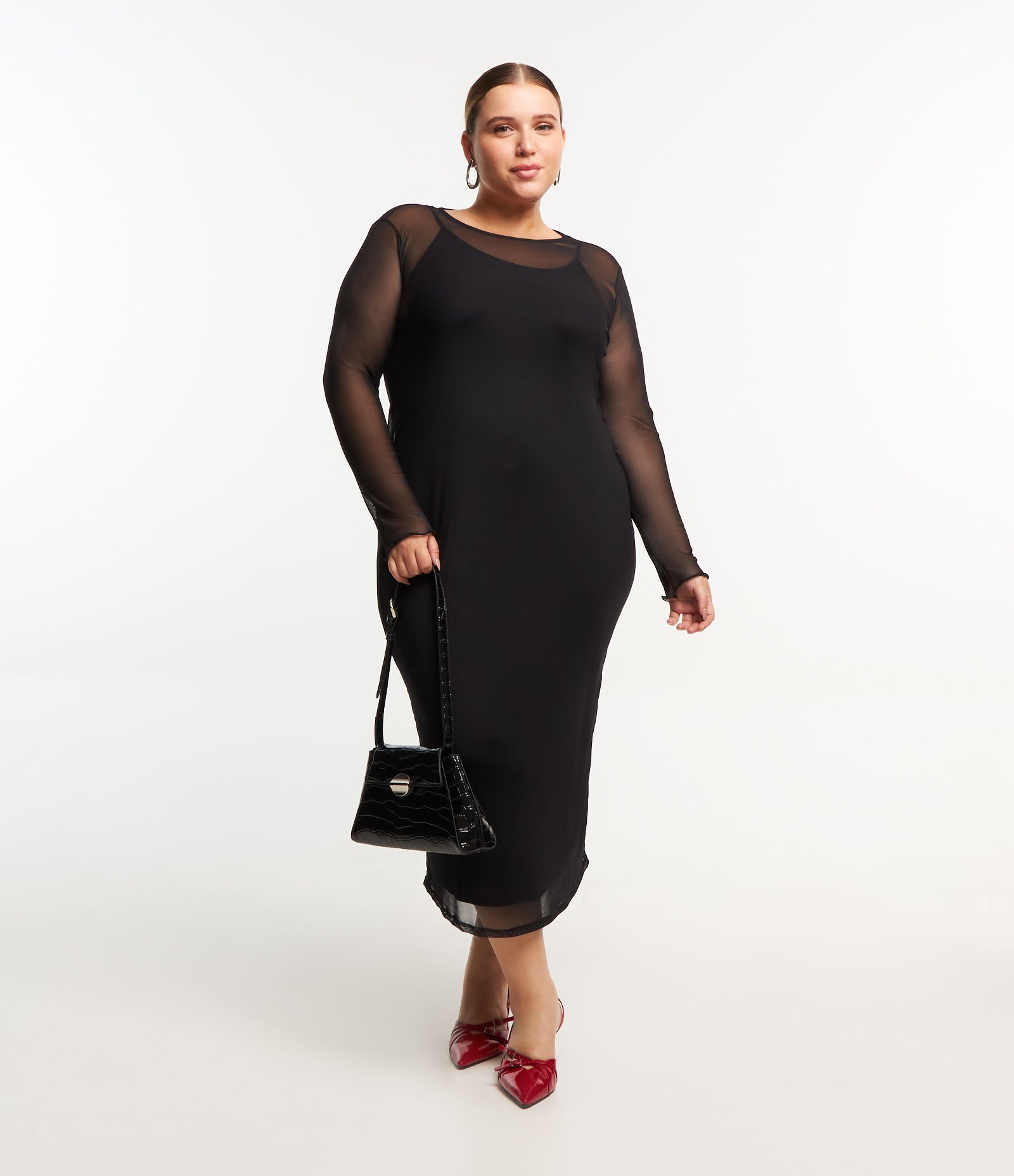 Vestido Midi em Tule Curve & Plus Size Preto 1