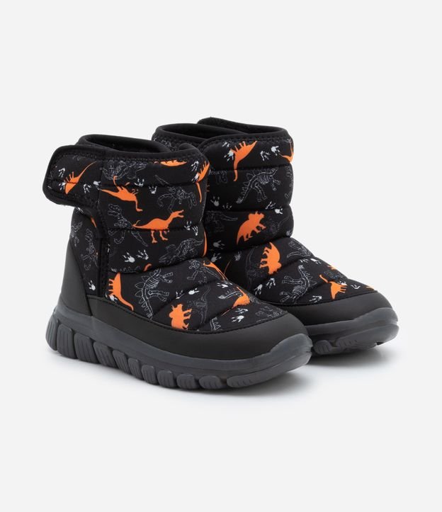 Bota Infantil com Velcro Estampa de Dino e Sola com LED - Tam 20 ao 27