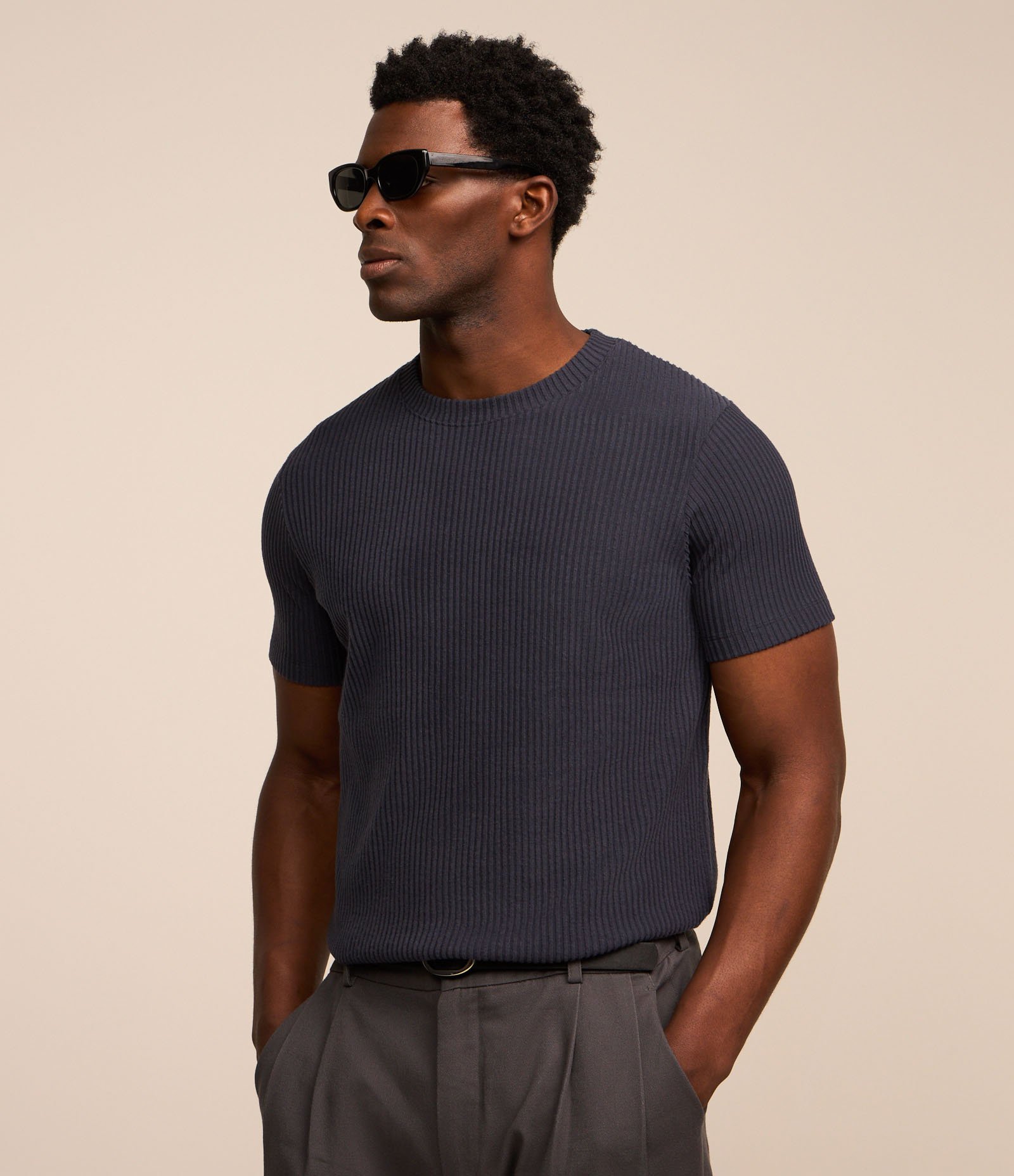 Camiseta em Ribana com Textura Aveludada Azul 1