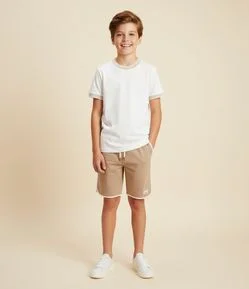 Bermuda de Banho Infantil com Contraste - Tam 05 a 14 Anos