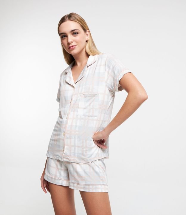 Pijama Short Doll em Viscolycra Xadrez Diferenciado