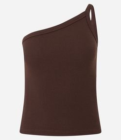 Blusa um Ombro só em Ribana com Textura Leve