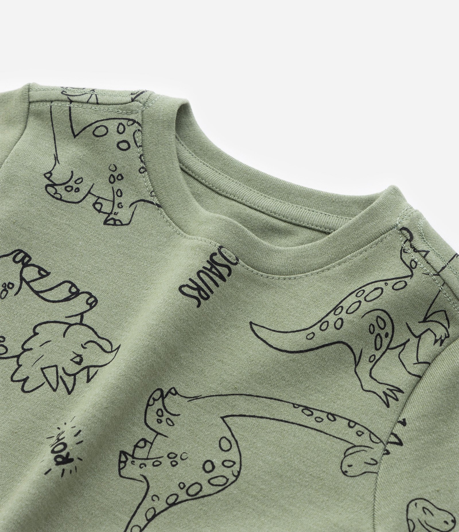 Camiseta Manga Longa Infantil com Estampa de Dinossauro - Tam 1 a 5 anos Verde 4