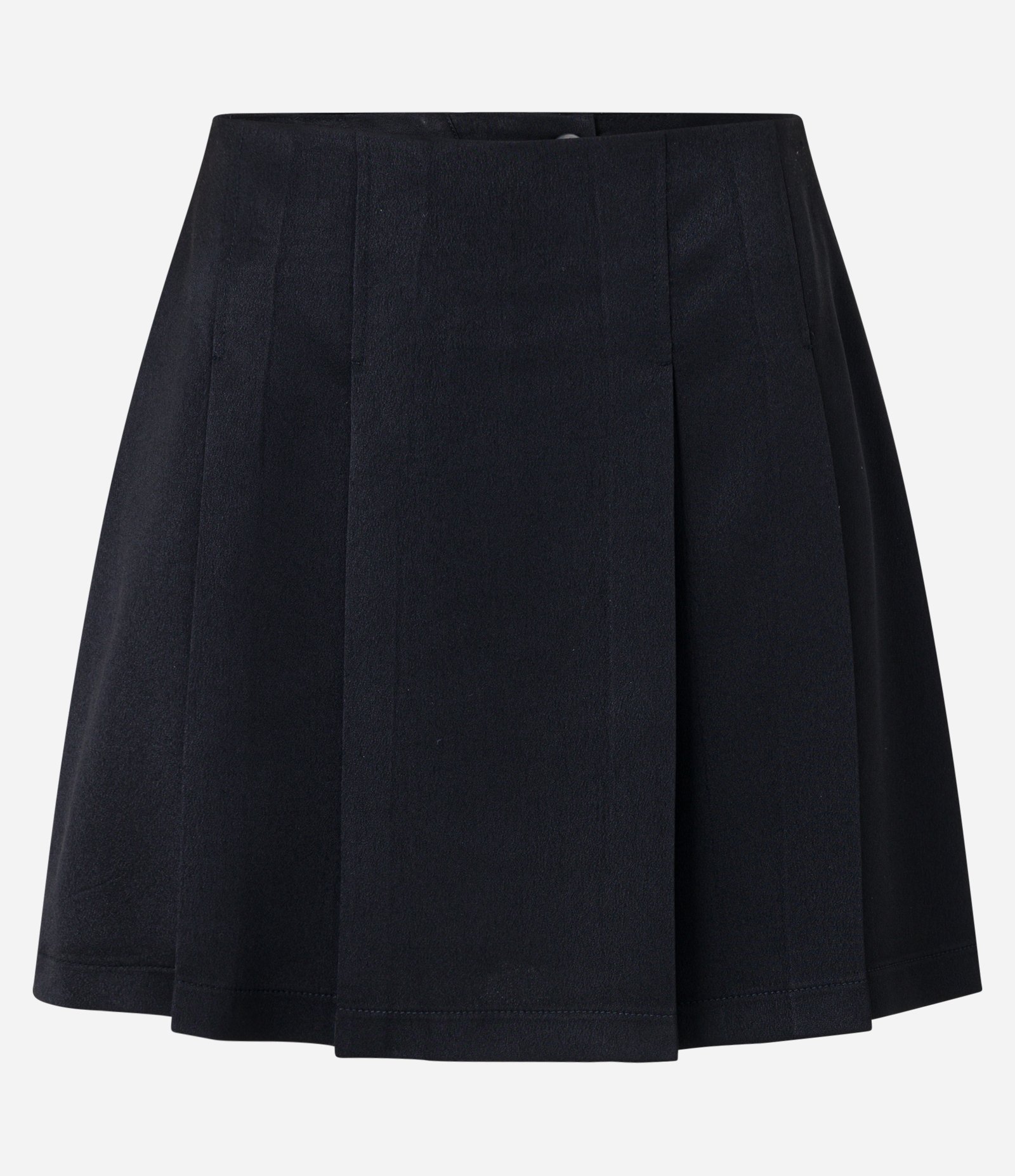 Short Saia em Tecido Acetinado com Pregas e Fechamento em Zíper Preto 4