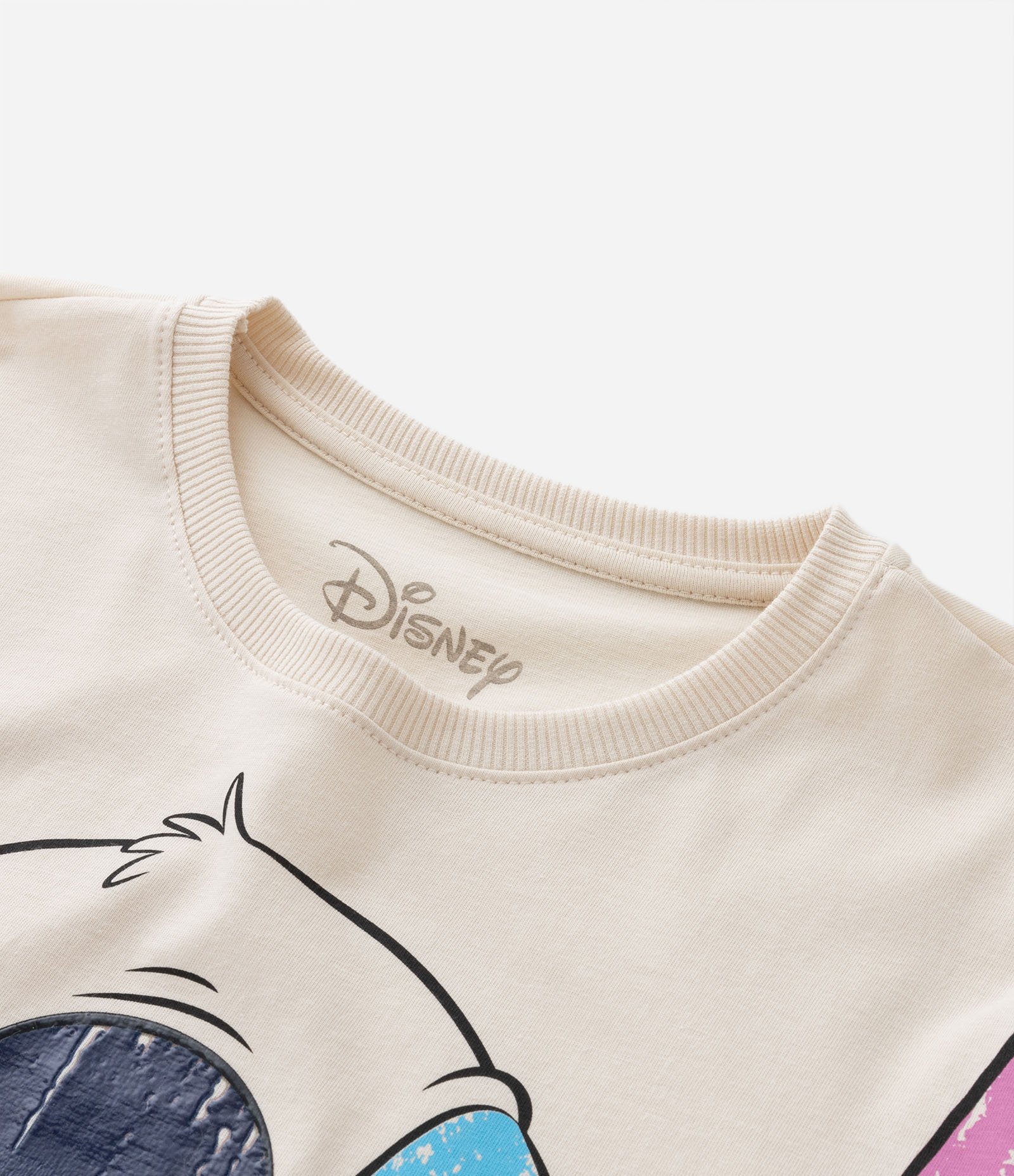 Camiseta Curta Infantil  com Estampa Stitch - Tam 5 A 14 Anos Bege 4