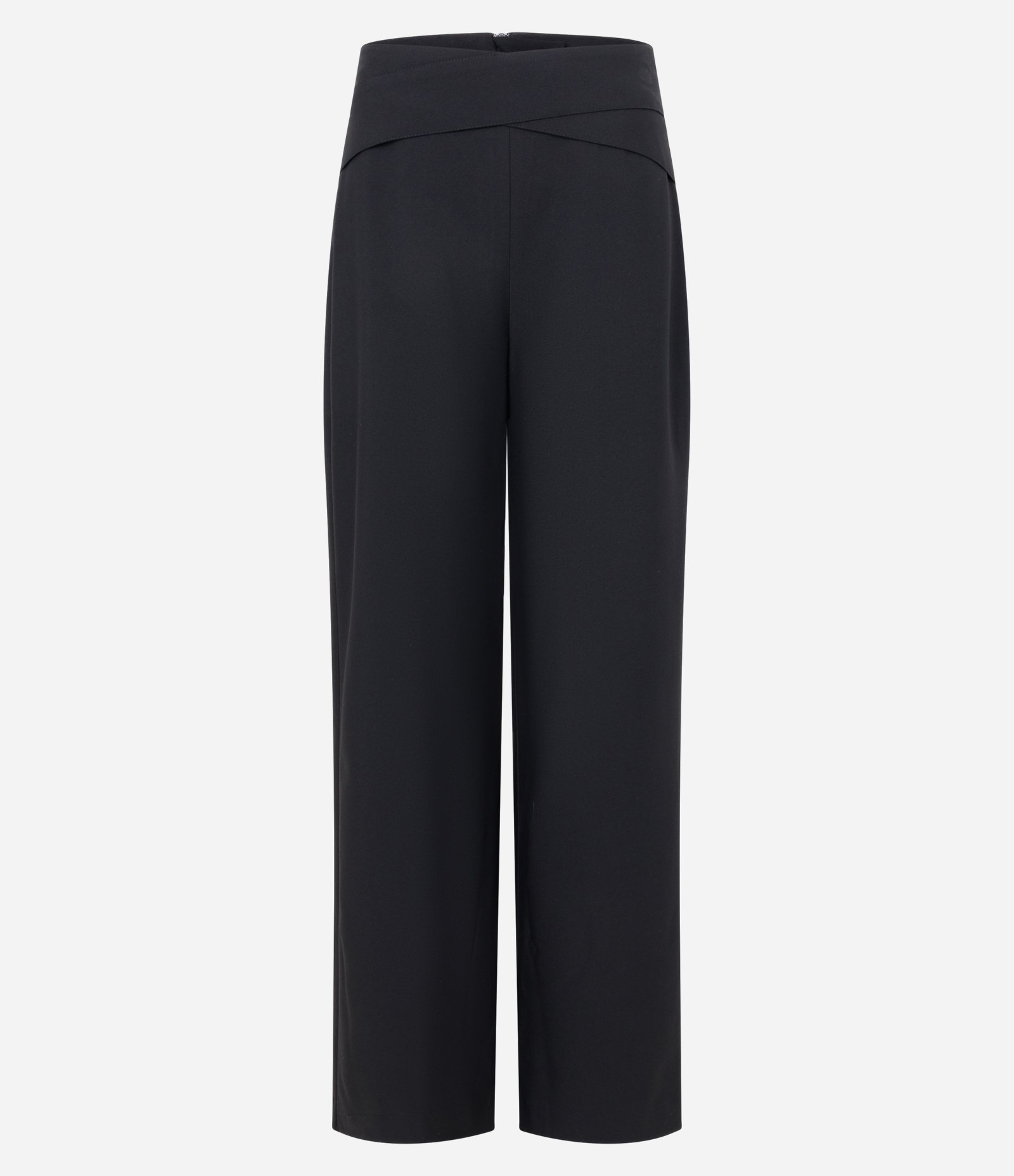 Calça Wide Leg Alfaiatada com Faixas Transpassadas no Cós Preto 5