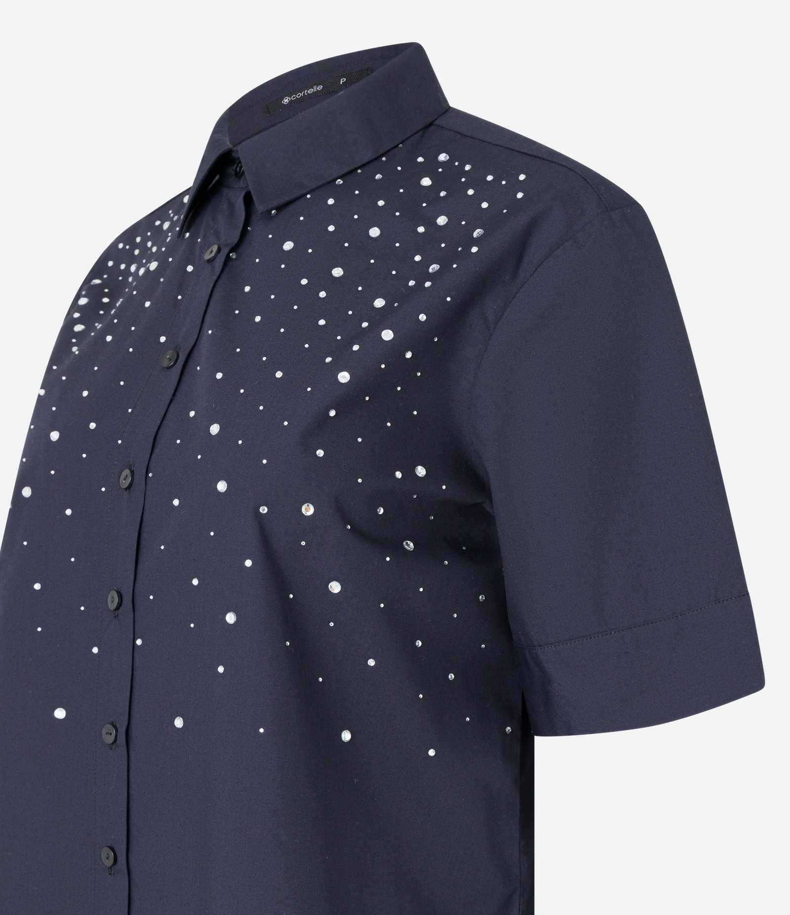 Camisa em Tricoline com Aplicação de Strass Preto 7